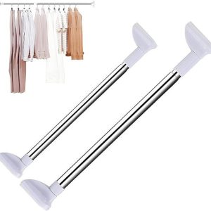 Adjustable Drill-Free Telescopic Tension Rod, Heavy Duty Stainless Steel Hanging Rod for Clothes & Curtains, No-Damage Installation for Bathroom, Closet, Window & Room Divider